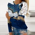thumbnail image 2 of CEHVOM Blouse d'Été Décontractée à Manches Longues pour Femmes Col Rond Imprimé Dentelle T-Shirt Liquidation, 2 of 5