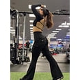 thumbnail image 2 of Leggins YEOREO Workout Flare con bolsillos, color negro arrugado, talla M, para mujer, 2 of 7