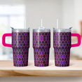 thumbnail image 2 of Reusable 20oz Geometric Pattern Tumbler with Handle, Stainless Steel Double Wall Insulated Travel Coffee Mug Leak Proof, 2 of 5
