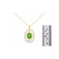 thumbnail image 3 of RYLOS Necklace Yellow Gold Plated Silver HaloStyle Necklace Gemstone &  Diamonds Pendant 18" Chain 12X10MM Peridot August Birthstone Womens Jewelry Silver Necklace, 3 of 7