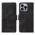 thumbnail image 5 of ELEHOLD For iPhone 16 Pro Leather Wallet Phone Case, Embossed Diamond Folio Flip Cover, Card Holder Cash Slot, Stand Support, Wrist Strap Lanyard -Black, 5 of 10