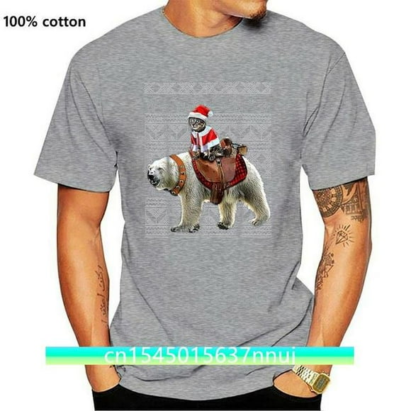 Ugly Christmas Sweater Cat Polar Bear Cat Gifts Women T-Shirt Amazing Short Sleeve Unique Casual Short Sleeve Tops