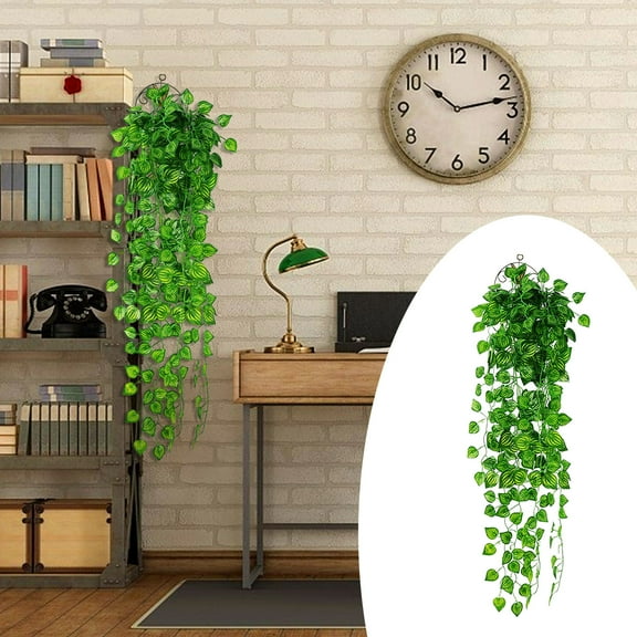 Hanging Green Artificial Plants Gmogad 2Pcs Artificial Grape Leafs Hanging Plants, Fake Hanging Plants, 2.8ft Artificial Ivy Vine Greenery for Wall House Room Indoor Outdoor Decor