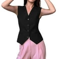 thumbnail image 6 of Sensestyle Waistcoat Women, A Lady's Suit Waistcoat Small Vest Slim Fit Paired with A Short Sleeveless Jacket with A Folded Waistcoat Vest Tops for Women Black L, 6 of 7