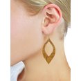 thumbnail image 2 of Women's Textured Open Cut Almond Shaped Dangle Pierced Earrings, Wood Light Brown, 2 of 3