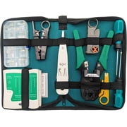 9-in-1 Network Toolkit with RJ45 Ethernet Crimping Tool, Krone Type Punch Down Tool, Networking Cable Tester, RJ45 Connectors, and Wire Strippers with Carrying Case