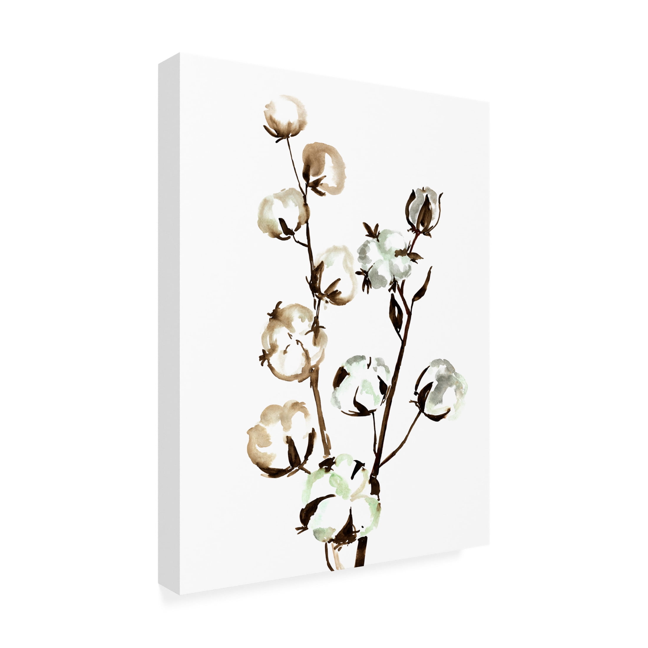 Canvas Wall Art - blursbyai 'Watercolor Cotton I' Wall Art for Living Room, Bedroom, or Office Décor by Trademark Fine Art - 35 x 47 Inches