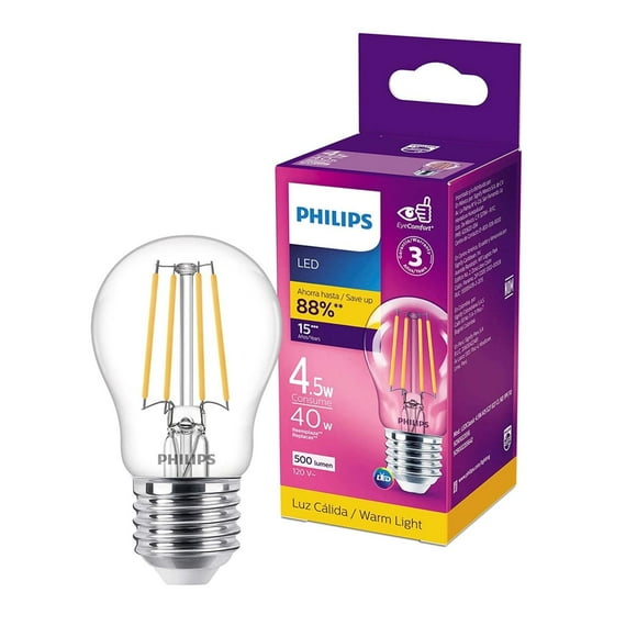 Foco Led Philips A15 Base E27 4.5W Luz Cálida