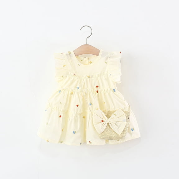 Vmvidoty Toddler Girl Dress Kids Sleeveless Ruffle Dresses for Girls Summer Outfits Beach Sundress Yellow 3 Years