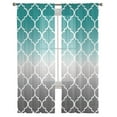 thumbnail image 2 of Sheer Curtains 63 Inches Long, Modern Moroccan Geometric Light Filtering Window Curtains for Living Room, Teal Grey Ombre Morocco Pattern Rod Pocket Voile Sheer Curtain Drapes, 52"W x 63"L, 2 Panels, 2 of 9