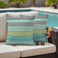 thumbnail image 4 of Teal Black Boho Outdoor Waterproof Pillow Covers, Vintage Ethnic Tribe Abstract Art Decorative Square Throw Pillowcase Sofa Cushion Sham for Patio/Couch/Chair, 26"x26" 2 Pack, 4 of 8