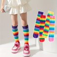 thumbnail image 2 of 1 Pair of Girls' Rainbow Calf Socks, 2 of 8