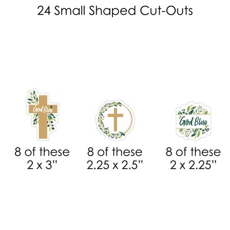 Baptism Elegant Cross - Religious Party DIY Decorations - Clothespin Garland Banner - 44 Pieces