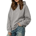 thumbnail image 5 of Loose Fit Hoodie for Women,Oversized Solid Color Long Sleeve Pullover Casual Basic Sweatshirts,Campus School Daily Wear, 5 of 6
