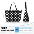thumbnail image 4 of Gaeub Black and White Polka Dot Beach Travel Bag, Multi-Pocket Beach Bag, Summer Vacation Bag, Beach Essentials Tote, 4 of 7