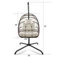 thumbnail image 6 of Foldable Swing Egg Chair with Stand Indoor Outdoor Wicker Rattan Patio Basket Hanging Foldable with Cushion Pillow and C Type Bracket for Kids Adult,350lbs Capaticy Beige, 6 of 6