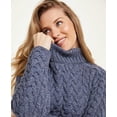 thumbnail image 2 of Ladies Marl Blue Crew Neck Soft Merino Sweater Size X-Small Made By Aran Woollen Mills, 2 of 3