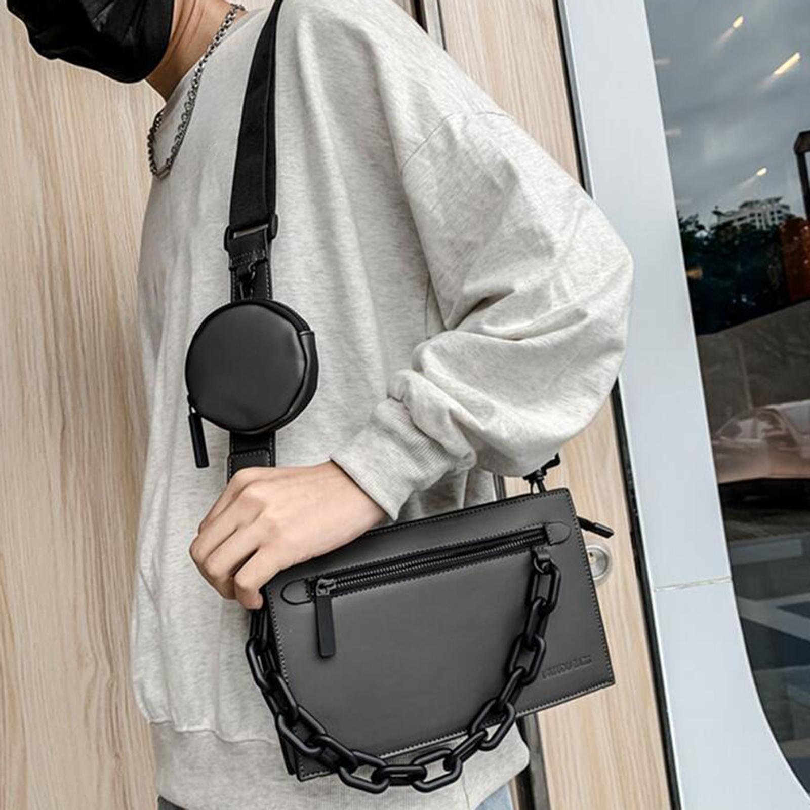 Sac Bandoulière Homme Léger Multifonction - 20x14x8 Cm, Polyester Imperméable, Noir