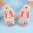 thumbnail image 3 of EASTIN 1 Pair Gloves Cartoon Rabbit Decor Knitted Soft Finger Hat Cover Touch Screen Color Matching Thickened Cold-proof Knitted Anti-slip Cycling Mittens, 3 of 10