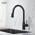 thumbnail image 2 of KIBI High Arc Pull Out Single Level Lead Free Brass Kitchen Faucet with Sprayer & Soap Dispenser, 2 of 10