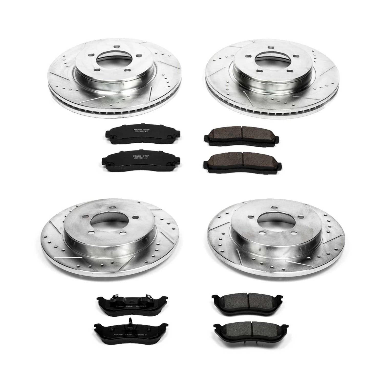 PowerStop Front and Rear Z23 Evolution Sport Carbon-Fiber Ceramic Brake Pad and Drilled & Slotted Rotor Kit Fits: FORD MERCURY Select Models K2722
