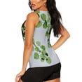 thumbnail image 3 of Gukieu Watercolor Green Leaves Print Women's Quick-drying Fitness Vest, Round Neck Sleeveless Fitness T-shirt, Suitable for Yoga, Sports-Large, 3 of 7