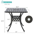 thumbnail image 2 of MEETWARM 30.5" Square Patio Dinning Table, Outdoor Cast Aluminum Dinning Table with 2.2" Umbrella Hole, Dark Bronze, 2 of 7