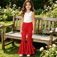 thumbnail image 5 of EnJoCho Toddler Girls Baggy Bell-Bottom Pants Loose Wide Leg Elastic High Waist Ruffled Flared Trousers Little Girls Soft Knit Flared Pants Elastic High Waist Bell Bottom Pants, 5 of 7