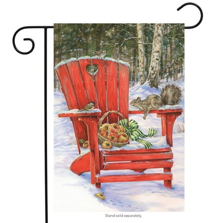 Adirondack Squirrel - Winter Gathering Garden Flag Adirondack Chair Apples Squirrel 12.5