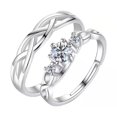 thumbnail image 1 of Couple Ring Korean Simple Ring Simulation Diamond Ring Open Zircon Classic Ring Couple Ring, 1 of 6