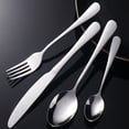 thumbnail image 4 of 4/6/16/24pcs Silver stainless steel cutlery 1010 round handle knife, fork and spoon cutlery set suitable for family dinner hotel, 4 of 5