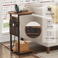 thumbnail image 3 of Vagusicc C Shaped End Table with Charging Station, Small Side Table for Couch, TV Tray Table Slide Under Sofa Table for Living Room Bedroom, Round Couch Side Table C Table for Sofa, Rustic Brown C108, 3 of 3