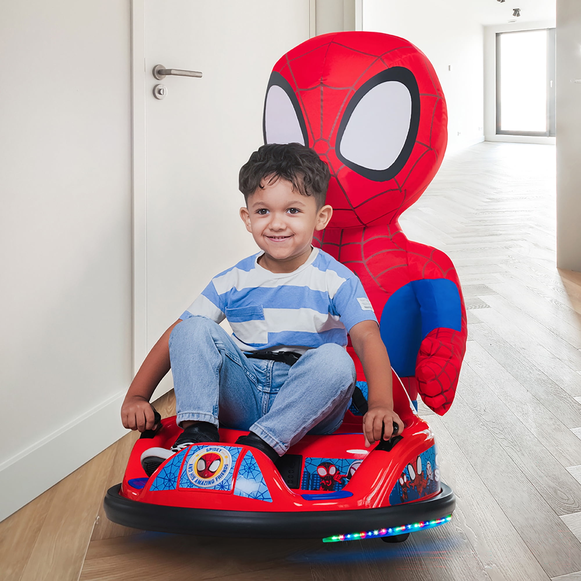Marvel Spider-Man Spidey ImaginAir 6V Powered Ride-On Bumper Car with Inflatable Character