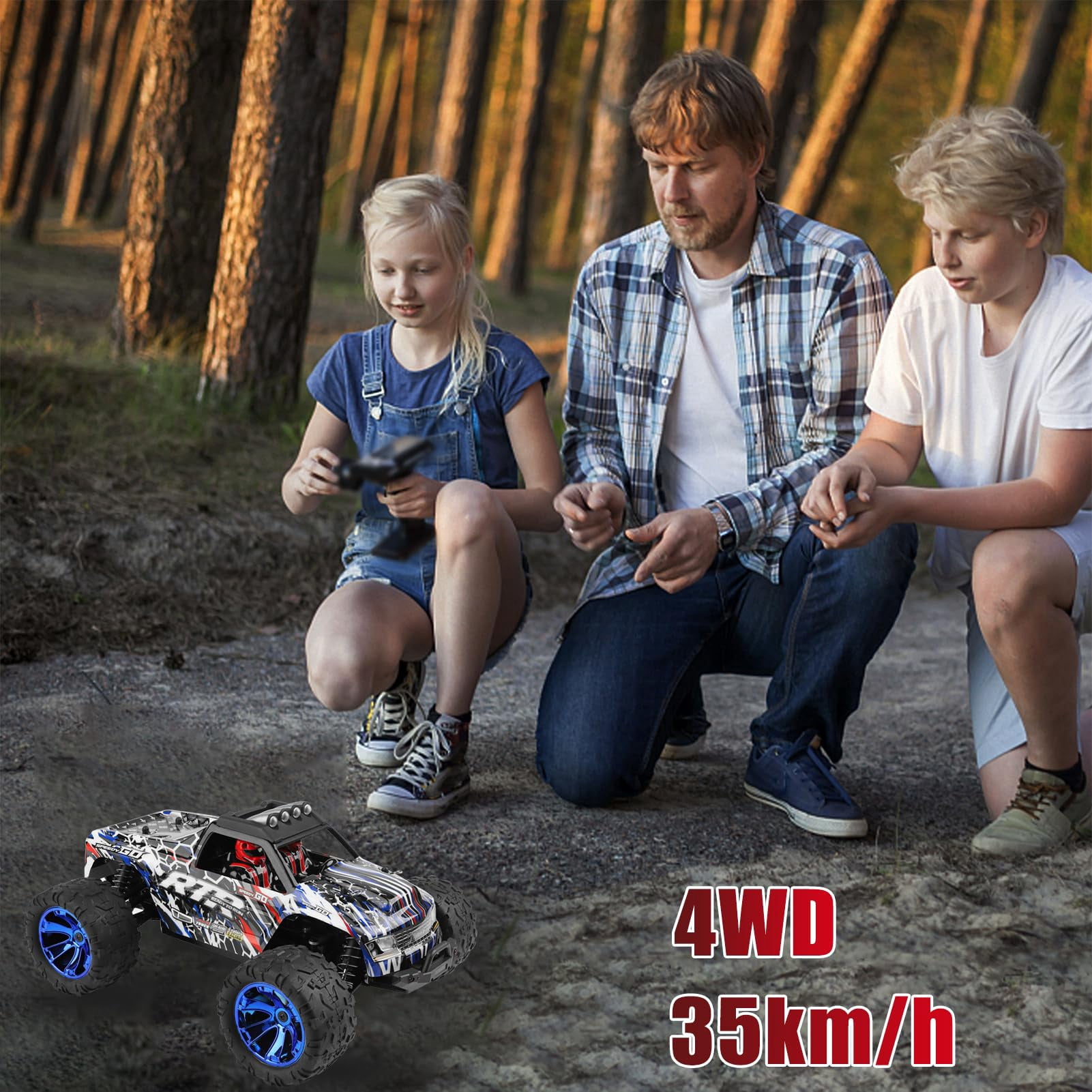 WLtoys 144018 RC Truck, 1/14 Scale Remote Control Car, 4WD 35KM/H High Speed RC Car, 2.4GHz All Terrains Off Road Rock Crawler Truck with 2 Batteries for Adults