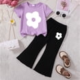 thumbnail image 2 of Nwiuh Kid Toddler Girl Clothes Outfits Short Sleeve Butterfly Top Flared Leg Pants Summer Clothing Set (Purple, 4-5 Years), 2 of 3