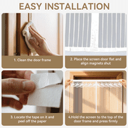 Qoosea Magnetic Screen Door with Heavy Duty Magnets, Self Sealing Mesh Screen Curtain with Hooks, Full Frame Hands Free Magnetic Door Screen Closure Fit Door Size 39 x 83 Incn(White))
