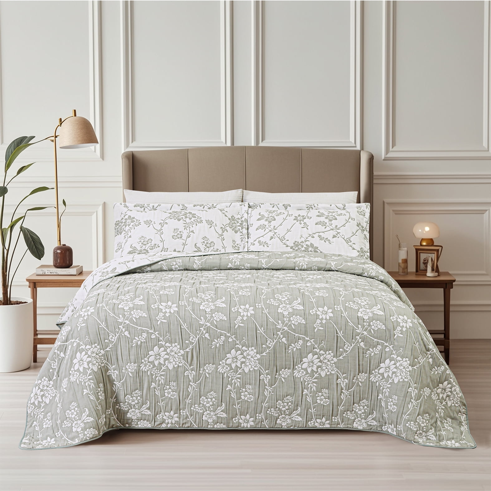 Couvre-lit brodé en jacquard Marina Decoration, parure de lit ultra douce, réversible, avec taies d'oreiller matelassées