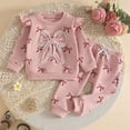 thumbnail image 7 of Duqingm Newborn Toddler Baby Girl Fall Winter Outfits Cute Bow Print Sweatshirts Tops Pants Clothing Sets,12-18 Months, 7 of 7