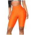 thumbnail image 2 of Daqian Womens Plus Size Shorts Fashion Womens Bike Yoga Elastic High Waist Shorts Leggings Sports Casual Pants Plus Size Shorts for Women Orange 14(XXXL), 2 of 9