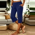 thumbnail image 5 of Abomasnwo Women's Capri Pants High Waisted Stretchy Cropped Pants Lounge Straight Leg Side Split Yoga Pants with Pockets, 5 of 7