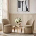 thumbnail image 5 of Kidol & Shellder Swivel Dining Chair with Solid Wood Frame Boucle Accent Chair with Back, Vanity Chair for Dressing Room, Comfy Living Room Seating, Easy Assembly, Coffee 2PCS, 5 of 14