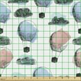 thumbnail image 2 of Ambesonne Cartoon Fabric by the Yard Upholstery, Balloons in Sky Adventure, 3 Yards, Ceil Blue Blush and White, 2 of 5
