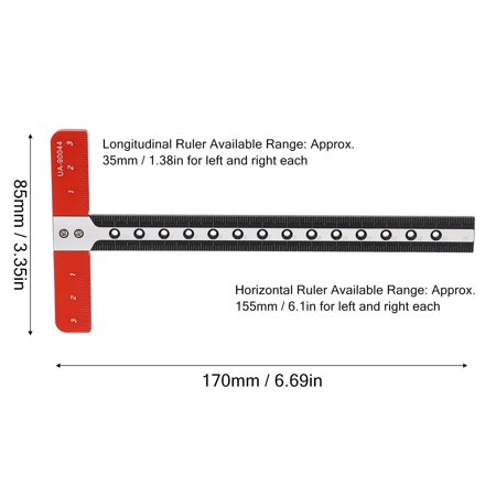 

Cutting T Ruler Metal 90 Degree Right Angle Aluminum Alloy T Ruler High Accuracy Scale 3D Circular Edge For Marking
