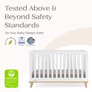 Delta Children Frankie 4-in-1 Convertible Crib - Greenguard Gold Certified, Bianca White with Natural