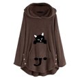 thumbnail image 1 of Pntutb - Sudadera con capucha para mujer con bordado de gato, talla grande Pntutb Pntutb-1374, 1 of 4