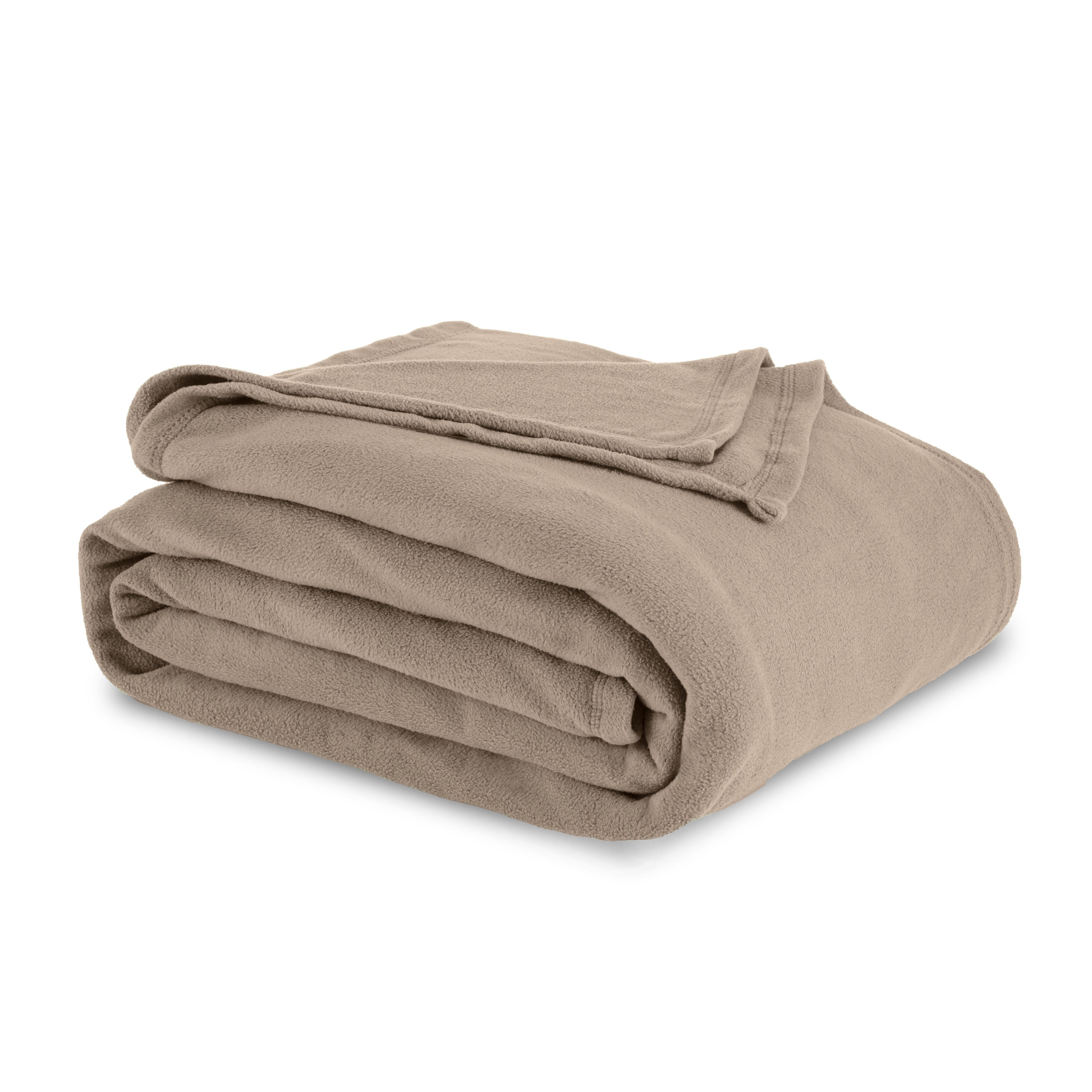 Soft All-Season Microfleece Bed Blanket – Lightweight Cozy Throw – Full/Queen Size – Nutmeg