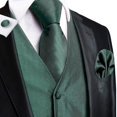 thumbnail image 4 of Green Mint Purple Mens Silk Vest Tie Jacquard Autumn Spring Suit Waistcoat Jacket Necktie Hanky Cufflinks For Men Wedding, 4 of 5