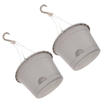 FOLOYORI Hanging Planter 2Pcs 10X21.7 Inch Grey Plastic Round