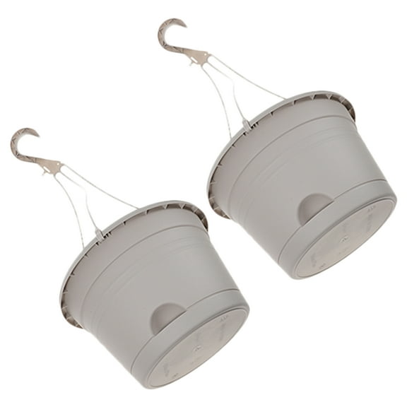 FOLOYORI Hanging Planter 2Pcs 10X21.7 Inch Grey Plastic Round