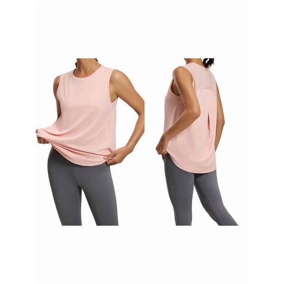 Womens Workout Tank Tops Back Pleat Loose Fit Sleeveless Yoga Athletic Shirt Soft Cooling Gym Tops Light Pink M